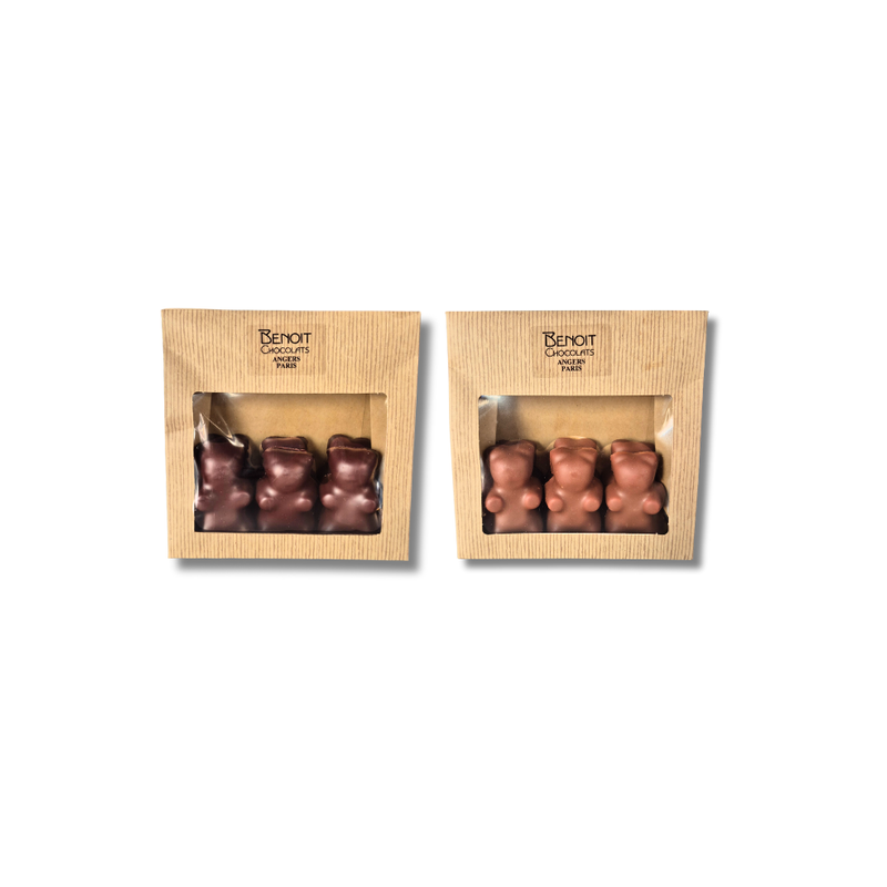 Oursons guimauve vanille Benoit Chocolats (115g) - Noir & Lait