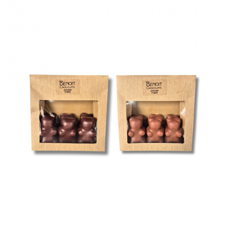 Oursons guimauve vanille Benoit Chocolats (115g) - Noir & Lait