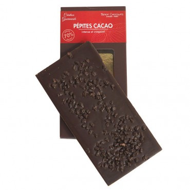 Tablette chocolat noir 70 % pépites cacao