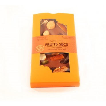 Milk chocolate bar with dried fruits