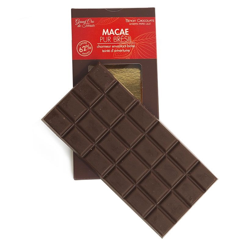 Tablette chocolat noir grand cru 62% Macae pur Brésil