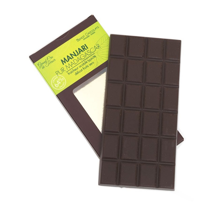 Grand Cru dark chocolate bar 64% Manjari pure Madagascar