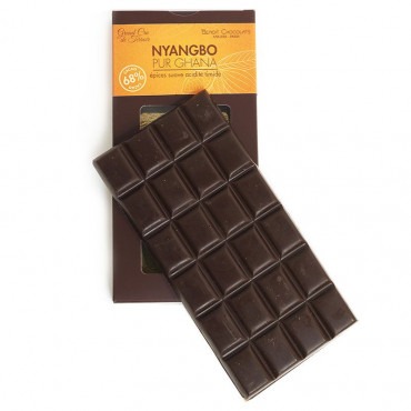Tablette chocolat noir grand cru 68 % Nyangbo pur Ghana